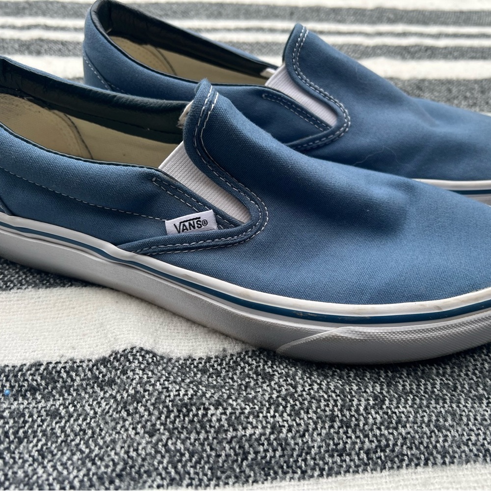 Vans Blue Canvas Slip-On Loafers with Elastic Panels